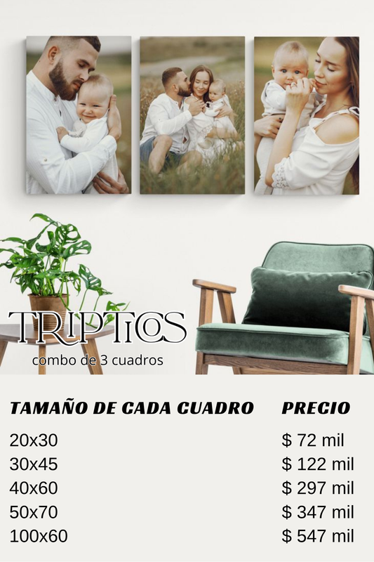 🖼️ Trípticos personalizados – Combo de 3 cuadros
