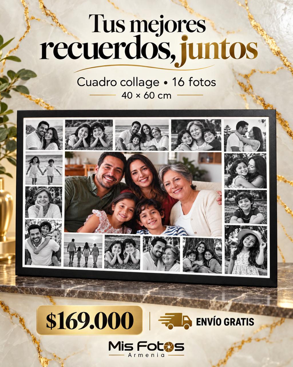 Cuadro Collage Personalizado 40x60 cm con 16 Fotos